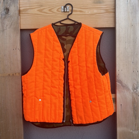 Reversible Camo Orange hunting vest L - Picture 3 of 4